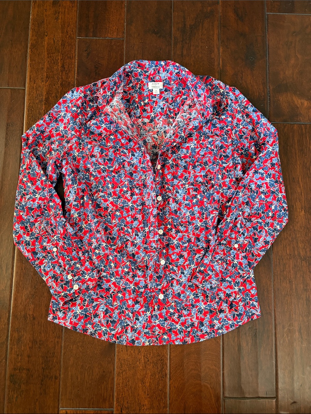 Small J. Crew Red Floral Button-Up Shirt